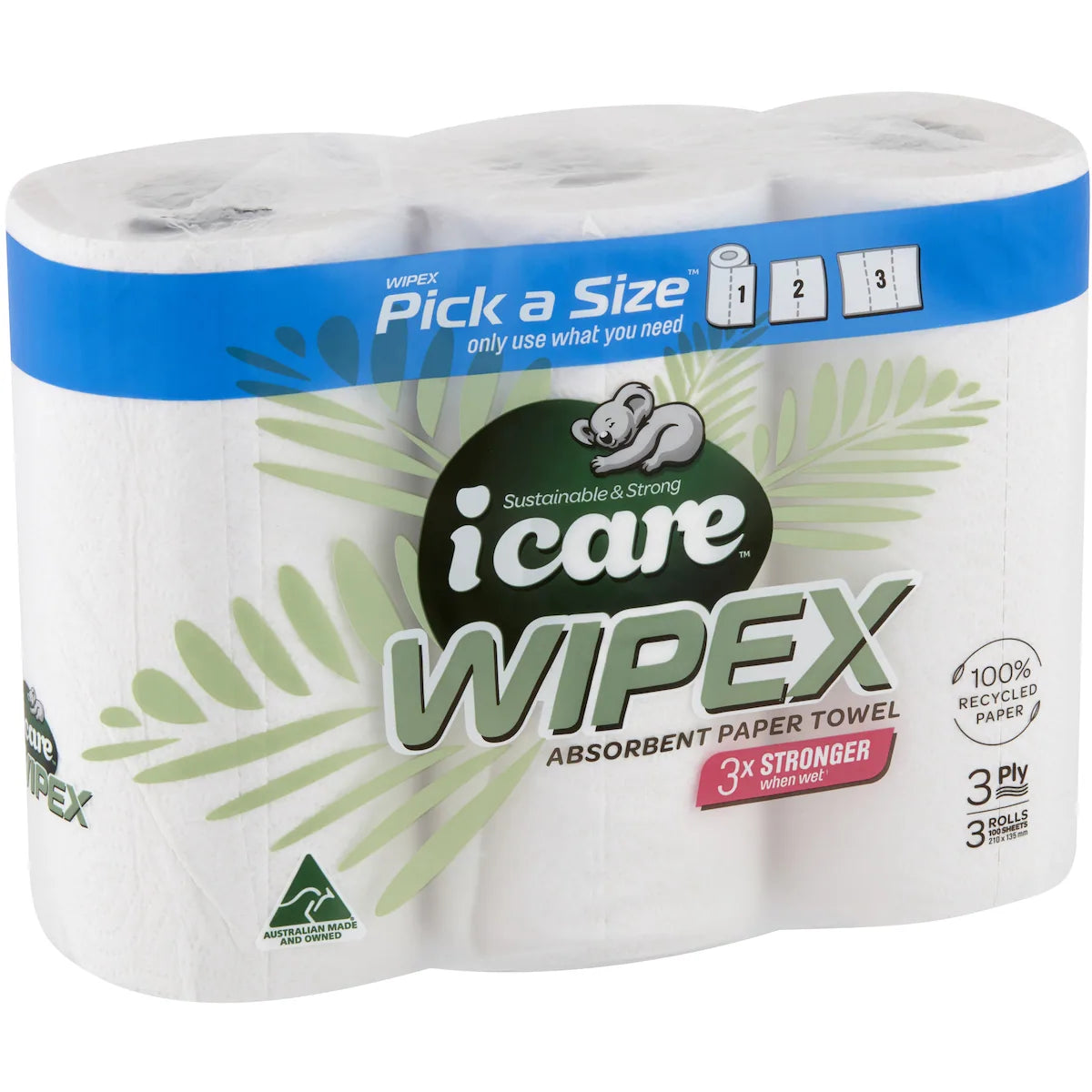 I Care Wipex Pick a Size Paper Towel 3 Ply 3Pk