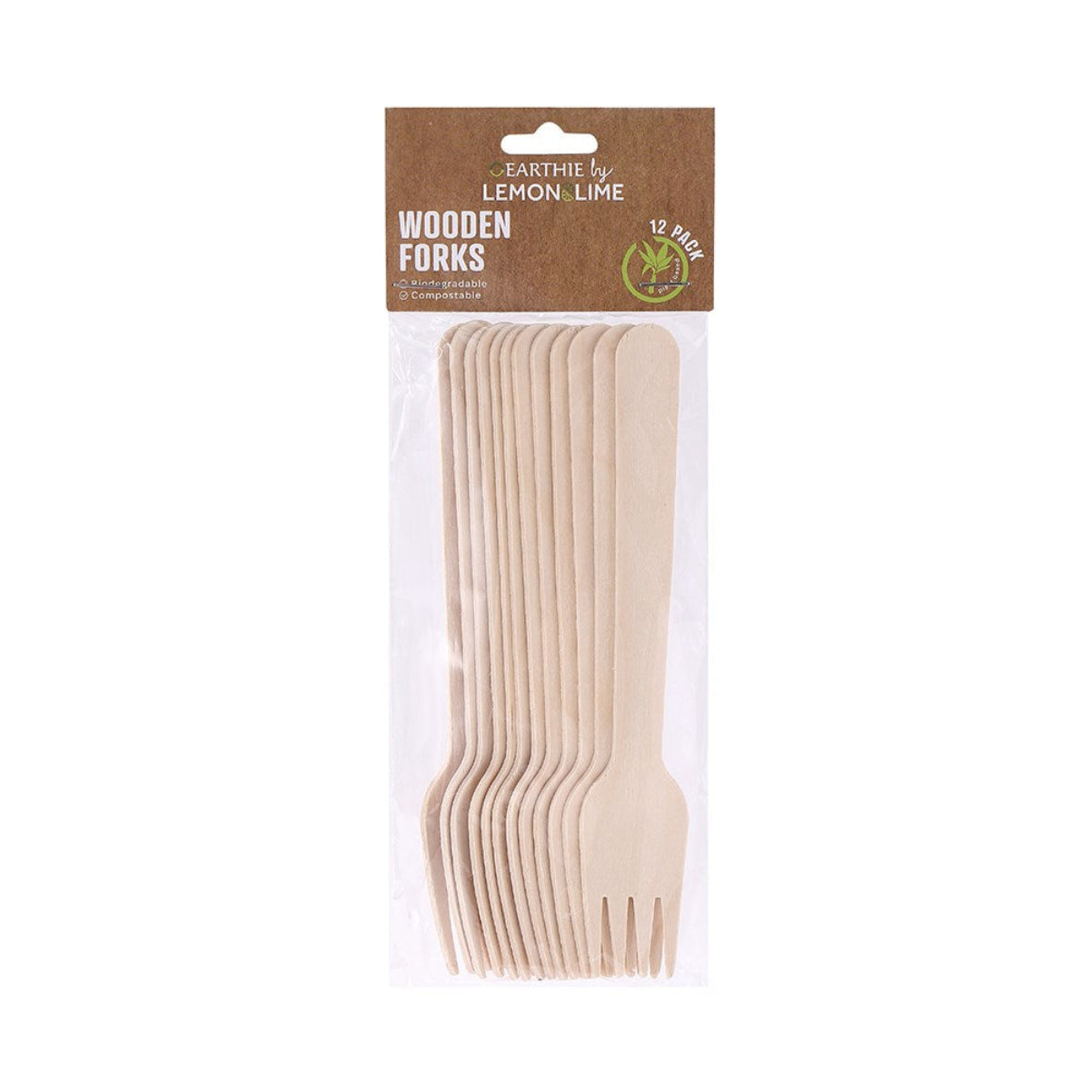 Lemon & Lime Eco Wooden Forks 15.5cm 12Pk