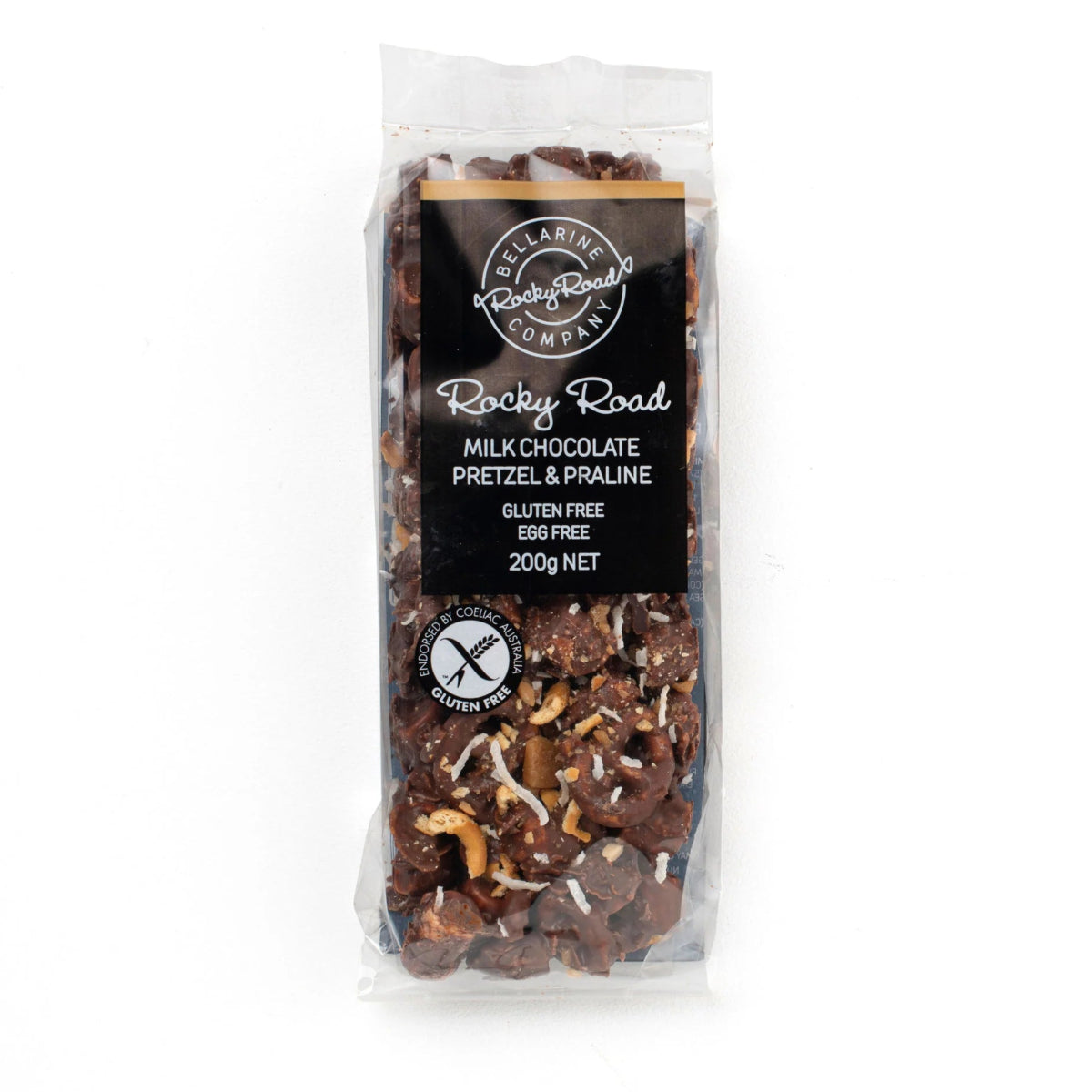 Bellarine Brownie Rocky Road Milk Choc Pretzel & Praline 200g GF