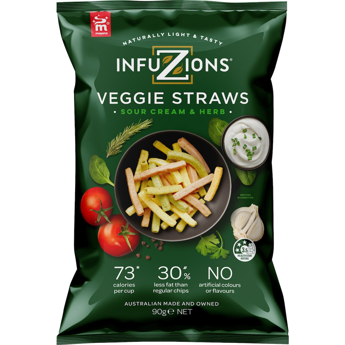 Infuzions Veggie Straws Sour Cream & Herb Flavour 90g