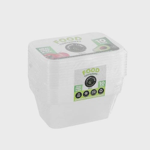 Lemon&Lime Disposable Food Containers Rectangle 300ml 10 pk