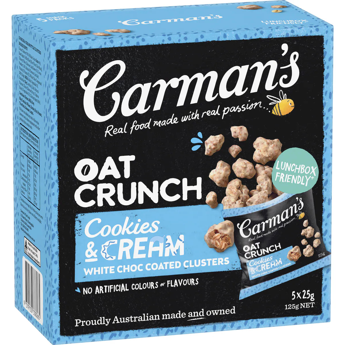 Carman's Oat Crunch Cookies & Cream 5 Pack  125g