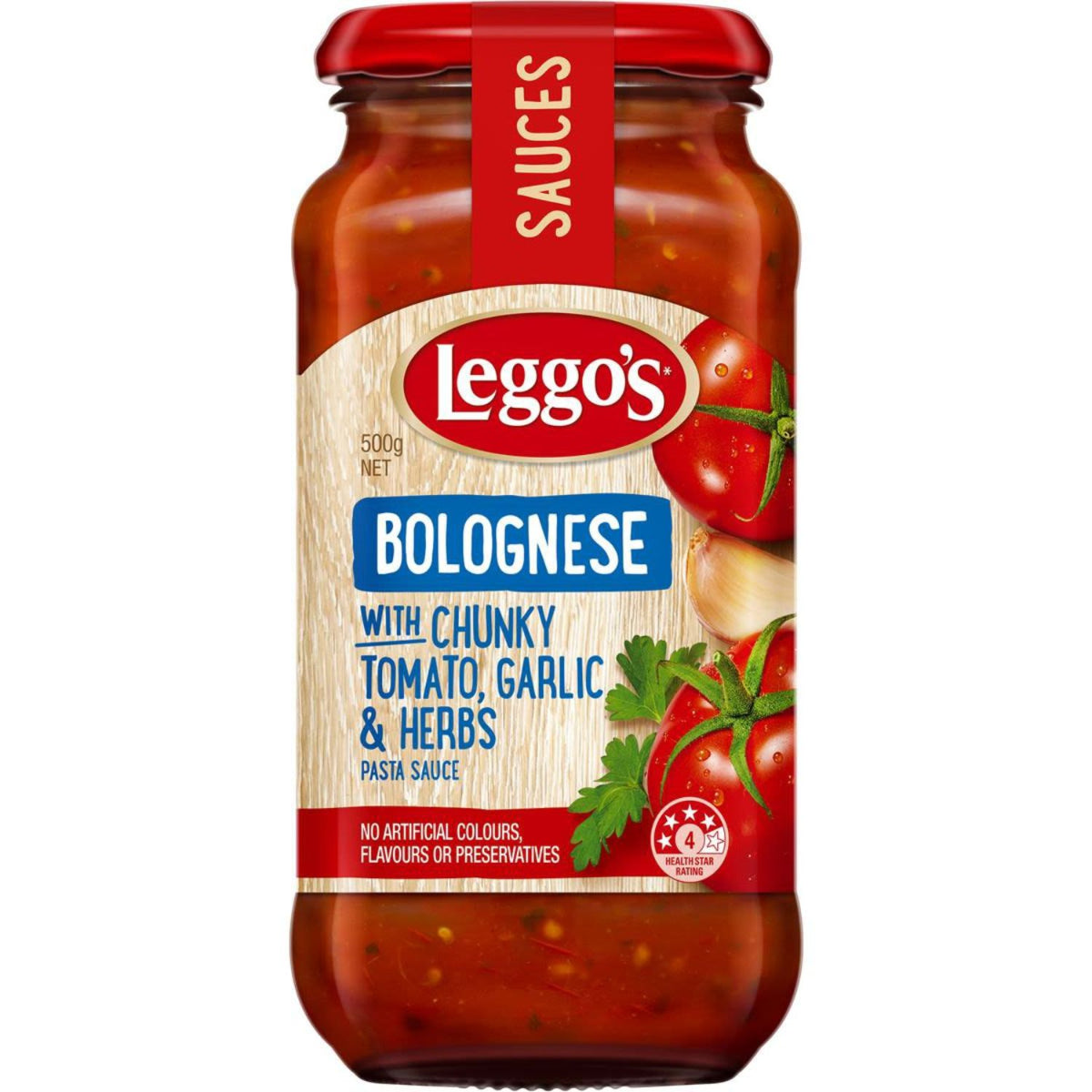 Leggo's Pasta Sauce Bolognese Red Wine with Chunky Tomato and Herbs 500g