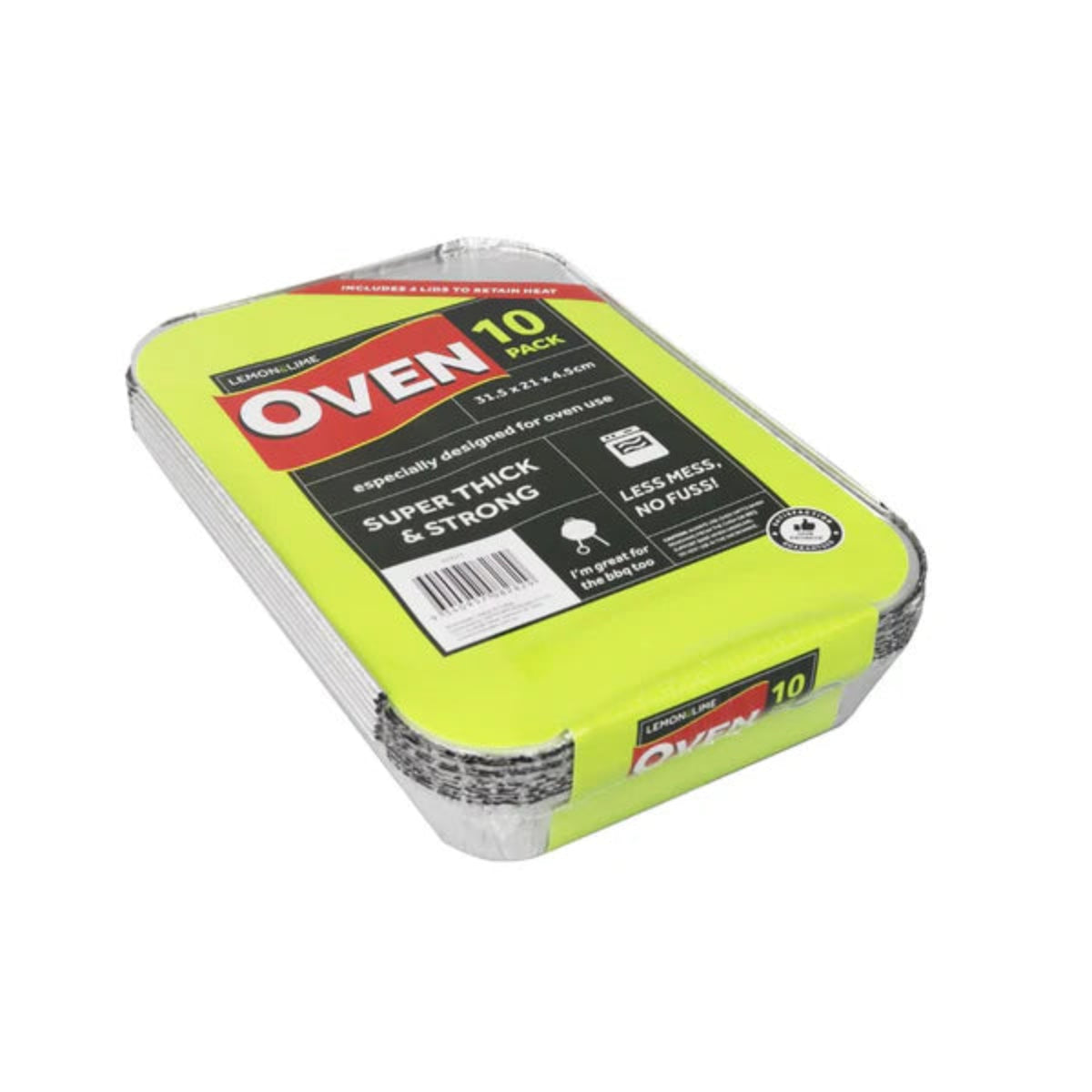 Lemon&Lime Foil Container with lid 31.5x21x4.5cm 10 Pk Large