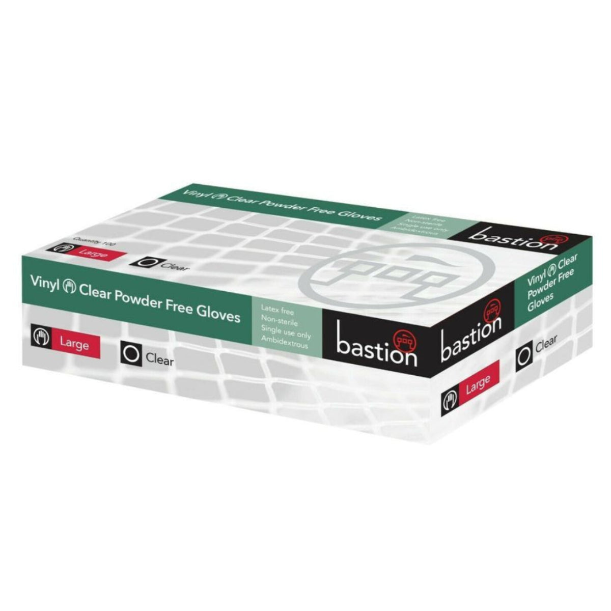 Bastion Glove Vinyl Powder Free Large 100Pk