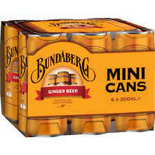 Bundaberg Ginger Beer Mini Cans 6 x 200ml