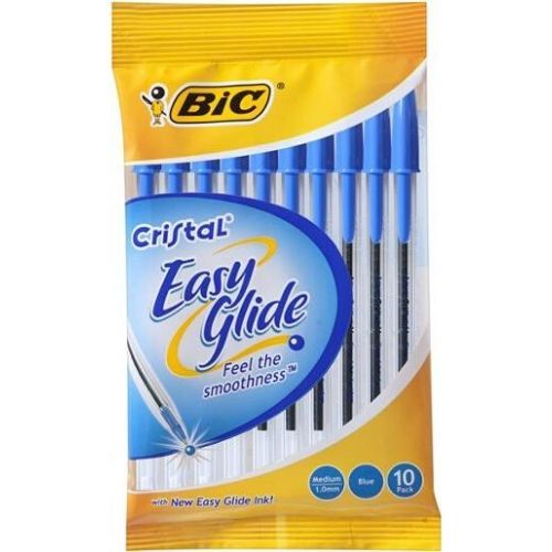 BIC Crystal Easy Glide Blue Pen 10/pk