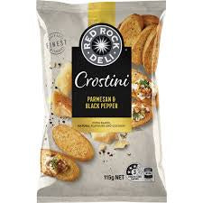 Red Rock Deli Crostini Parmesan & Black Pepper 115g