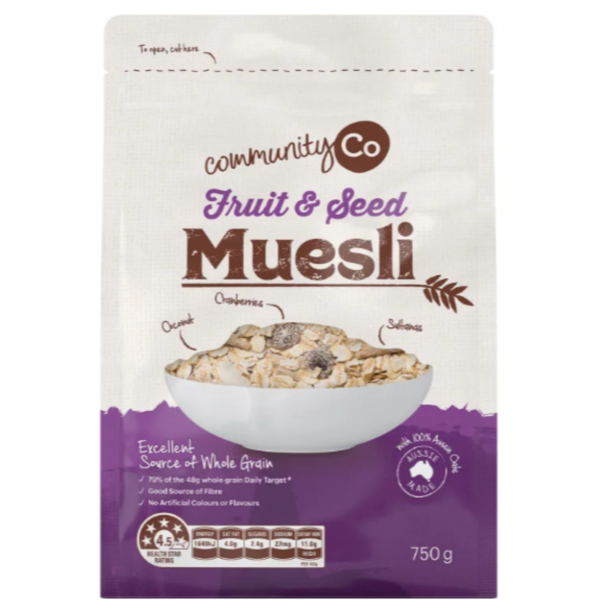 Community Co Muesli with Fruit & Seeds 750g