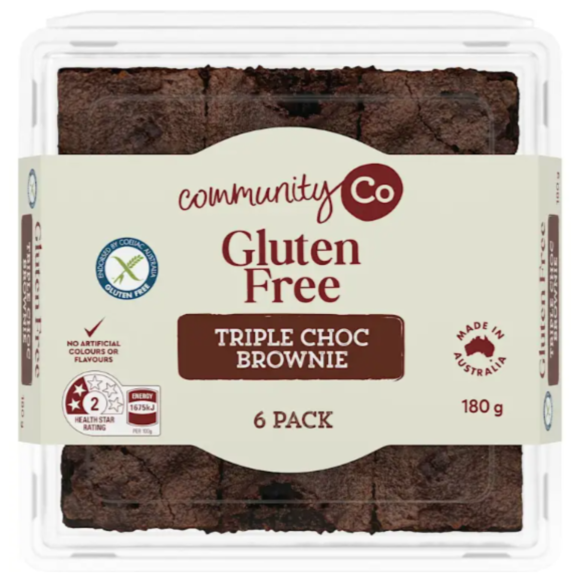 Community Co Gluten Free Triple Choc Brownies 6pc 180g