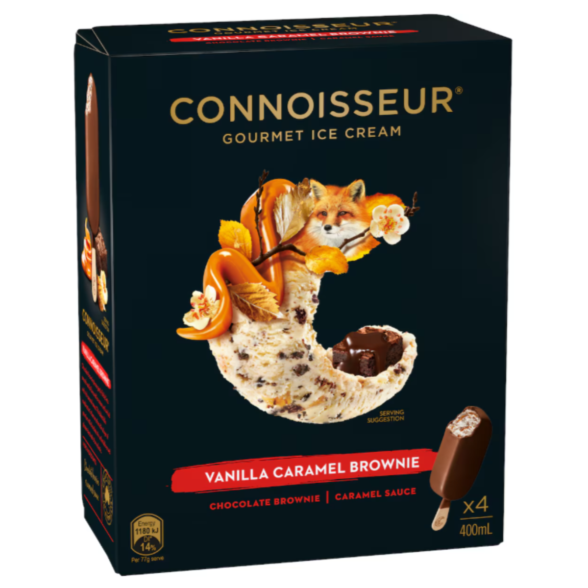 Connoisseur Ice Cream Vanilla Caramel Brownie 4 Pack