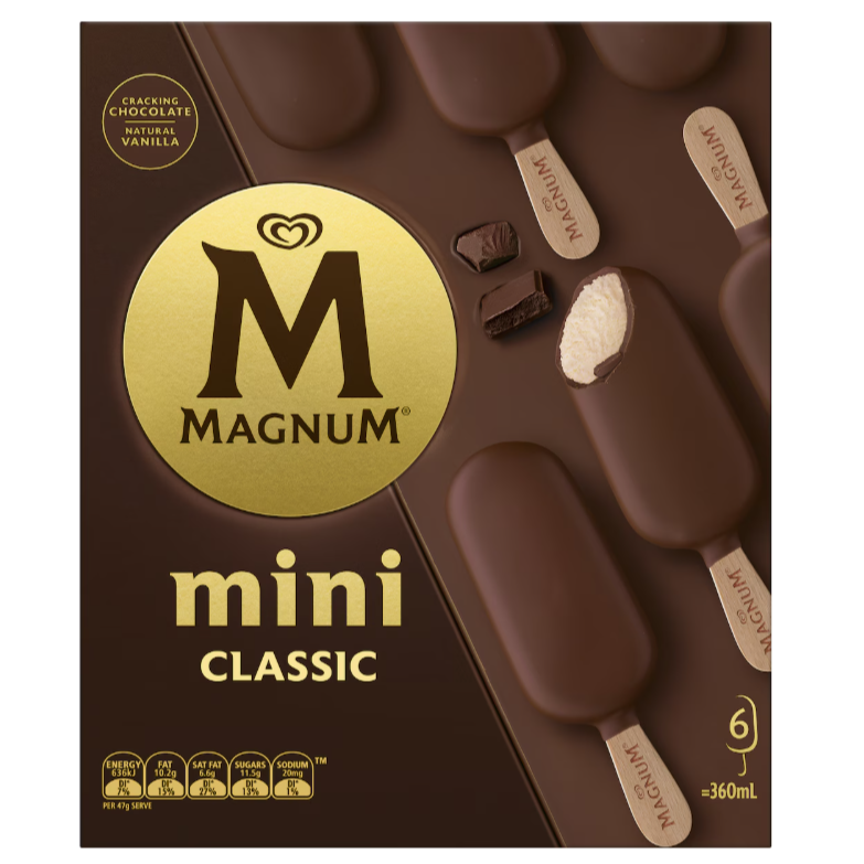 Magnum Mini Ice Cream Classic 6pk