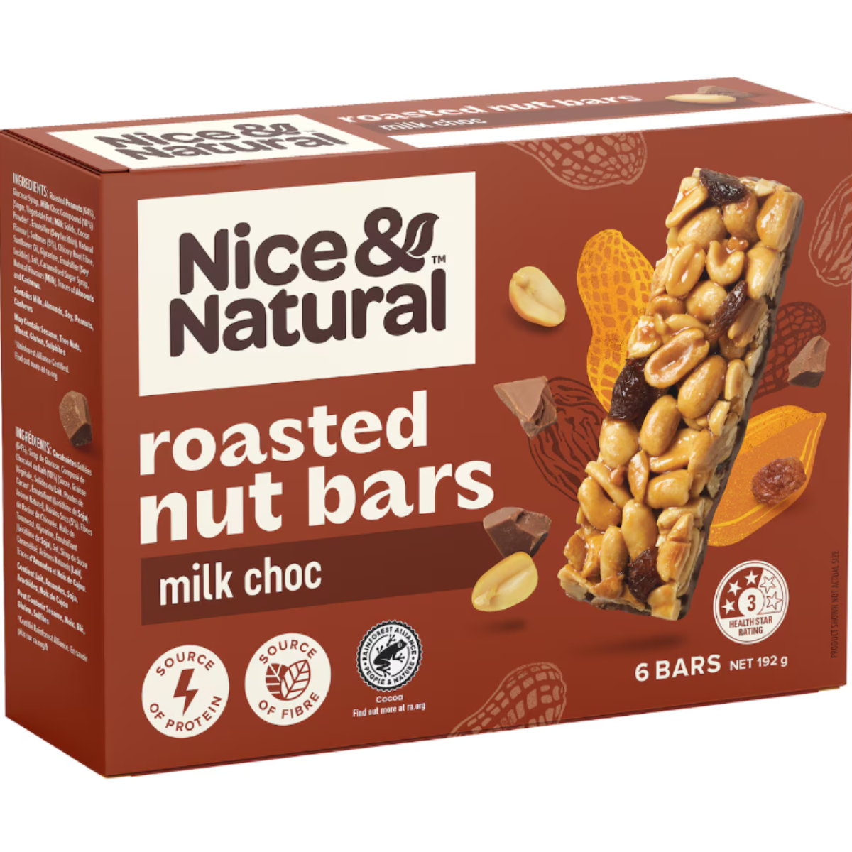 Nice & Natural Milk Choc Roasted Nut Bars 6 Pk