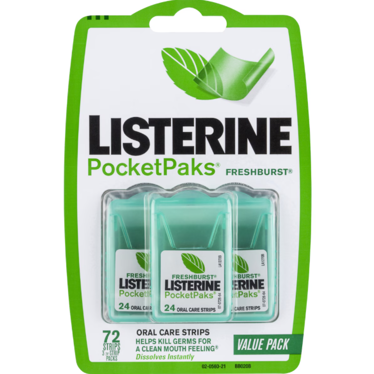 Listerine Pocketpaks Oral Care Strips Freshburst 72