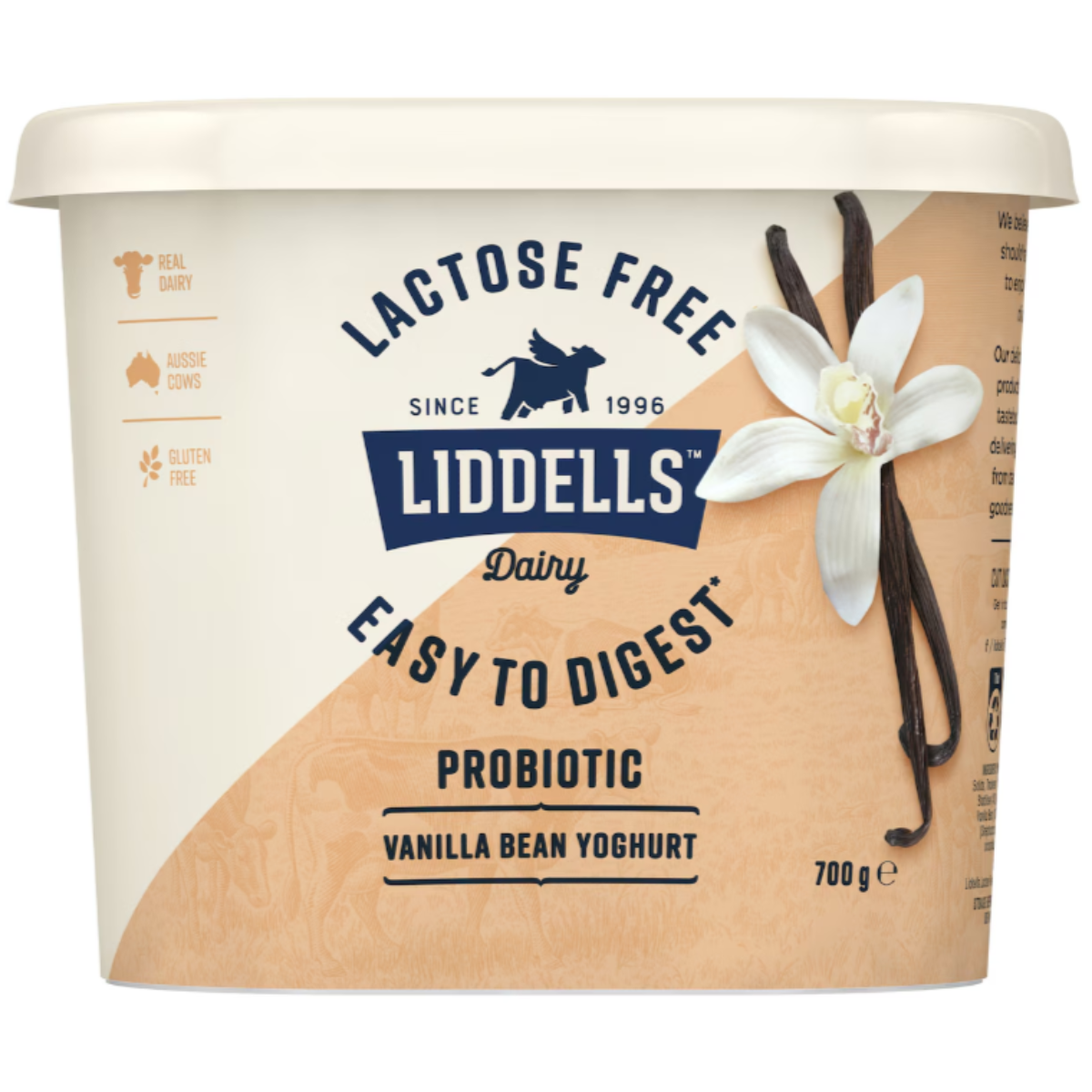 Liddells Lactose Free Vanilla Bean Yoghurt 700g