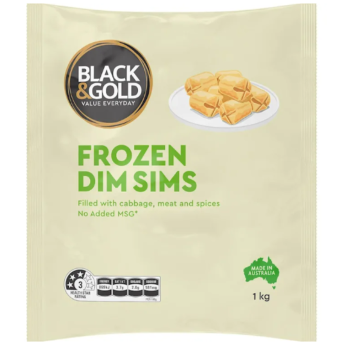 Black & Gold Dim Sims Frozen 1kg