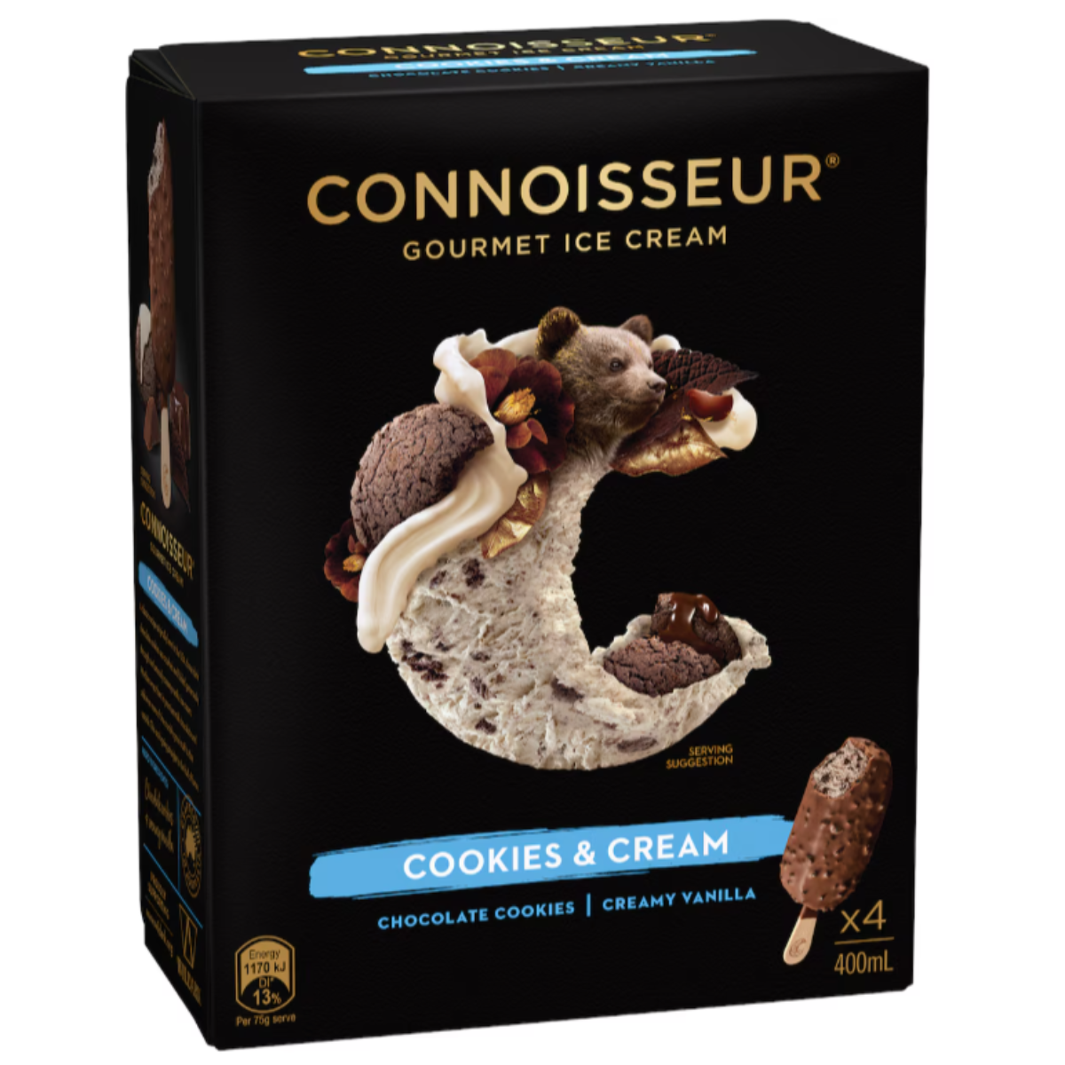 Connoisseur Ice Cream Cookies & Cream Sticks 4 Pack