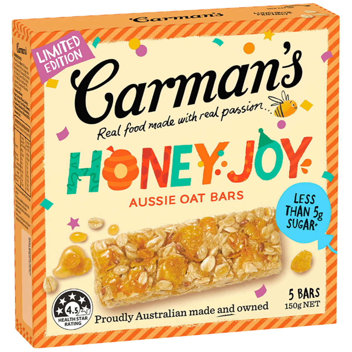 Carman's Aussie Oat Bars Honey Joy 5 Pk