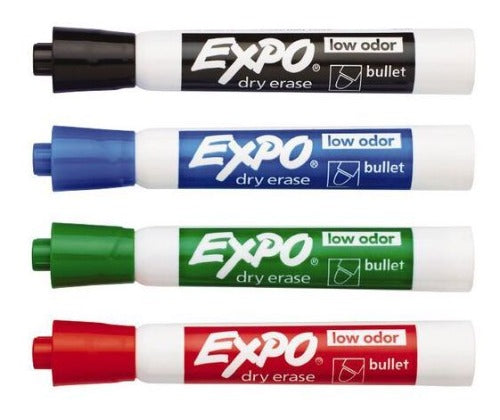 Expo Dry Erase Whiteboard Marker Bullet Tip Assorted 4 Pack