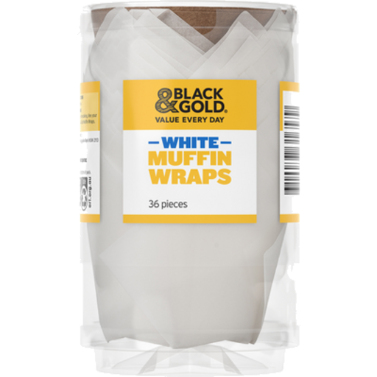 Black & Gold Muffin Wraps 36 Pack