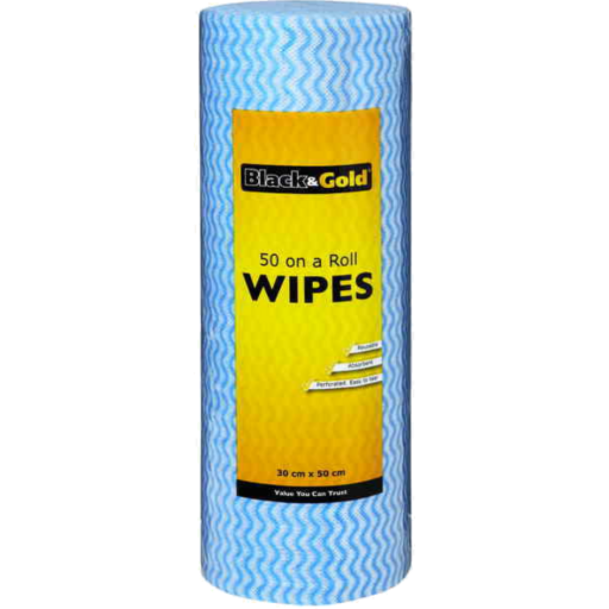 Black & Gold Household Wipes on Dispenser Roll 50 Pack