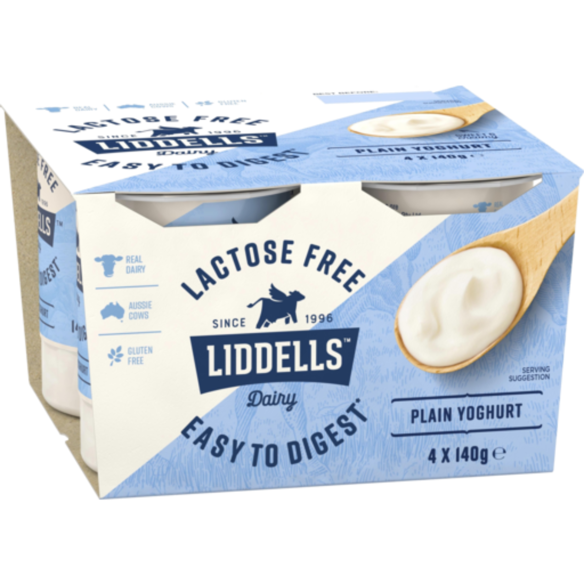 Liddells Lactose Free Plain Yoghurt 4x140g