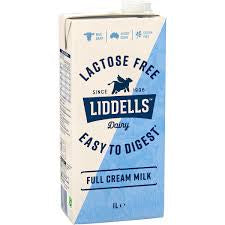 Liddells Lactose Free Full Cream UHT Milk 1L