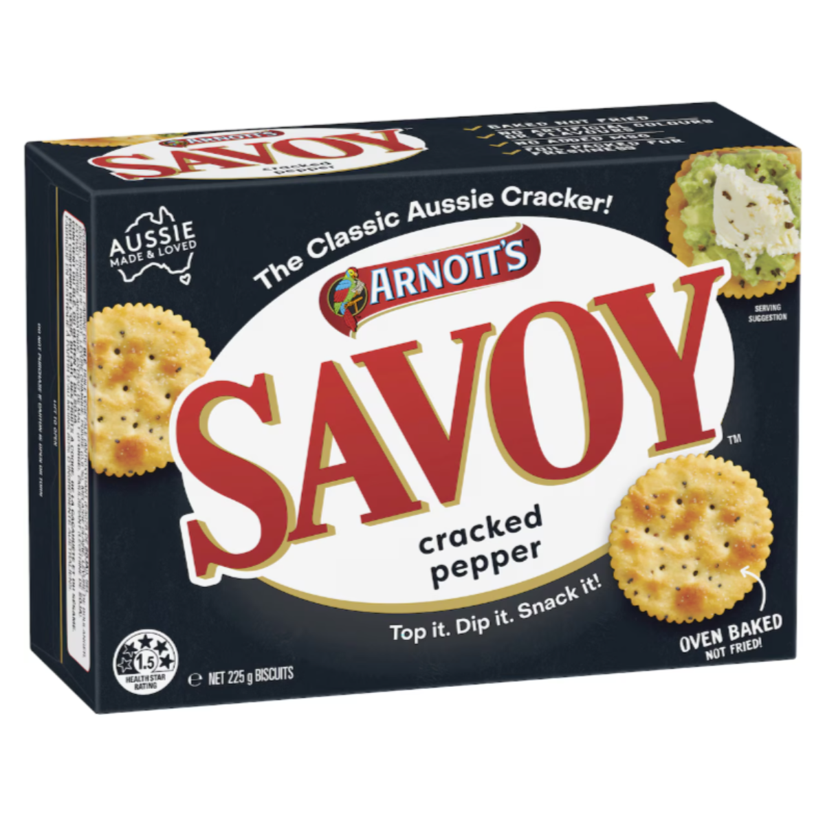 Arnott's Cracked Pepper Savoy Crackers 225g