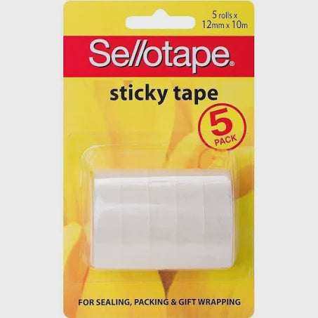 Sellotape Sticky Tape 12mm x 10m- 5 Pack