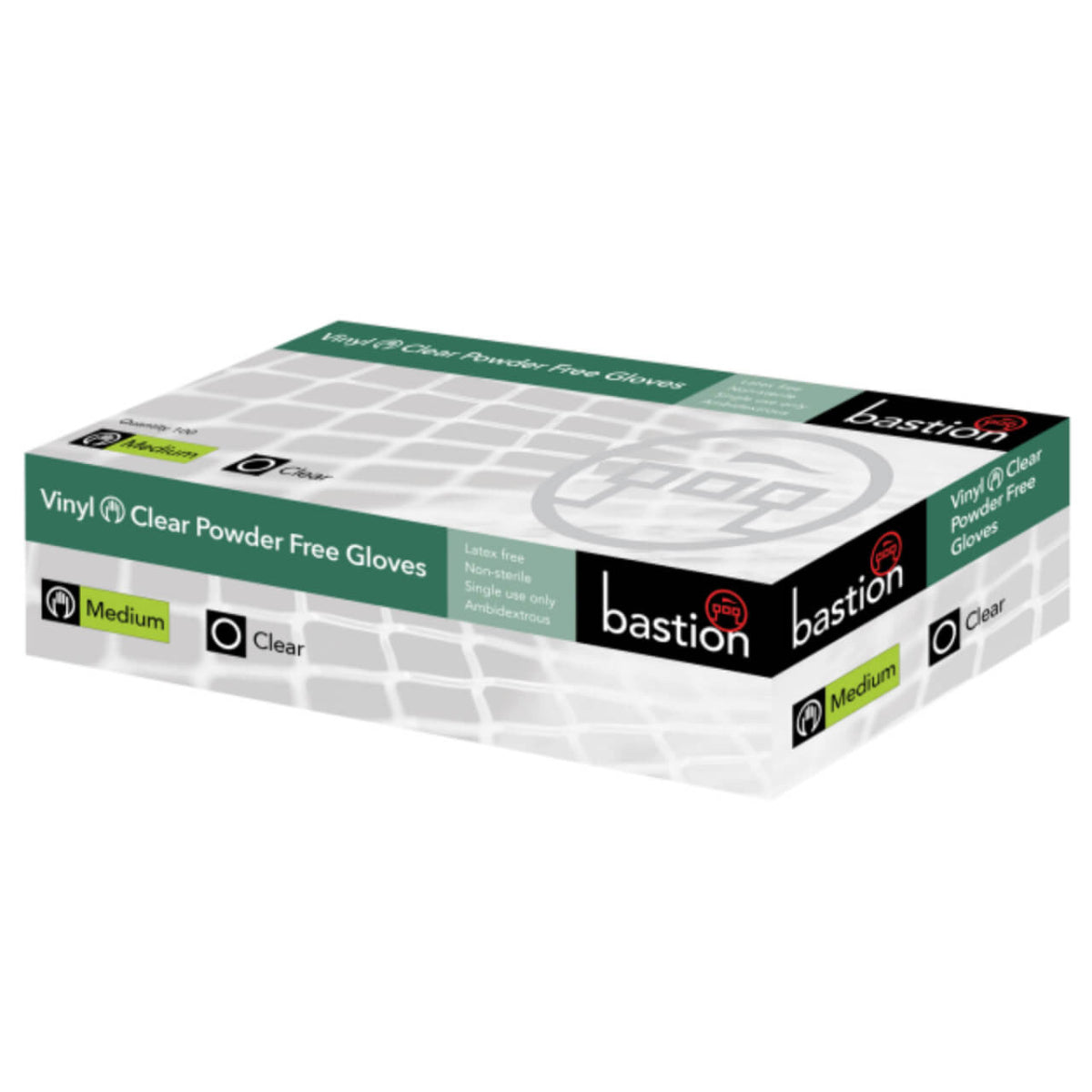 Bastion Glove Vinyl Powder Free Medium 100pack