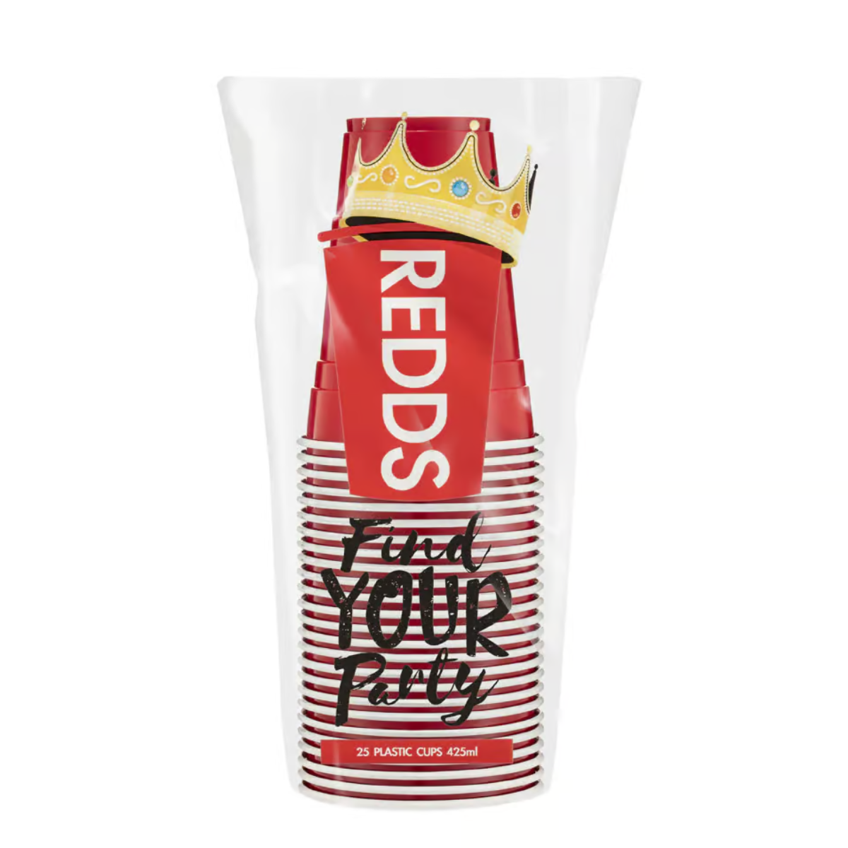 Reusable Redds Plastic Cups 425ml Red Pack 25