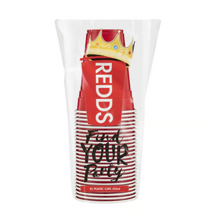 Reusable Redds Plastic Cups 425ml Red Pack 25
