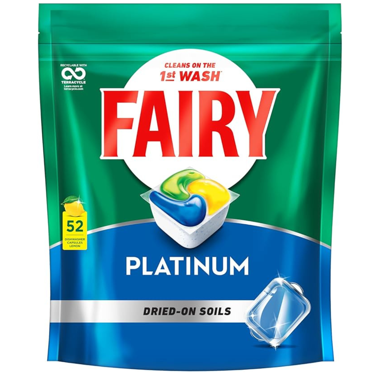 Fairy Platinum All In One Lemon Automatic Dishwasher Tablets 52 Pack