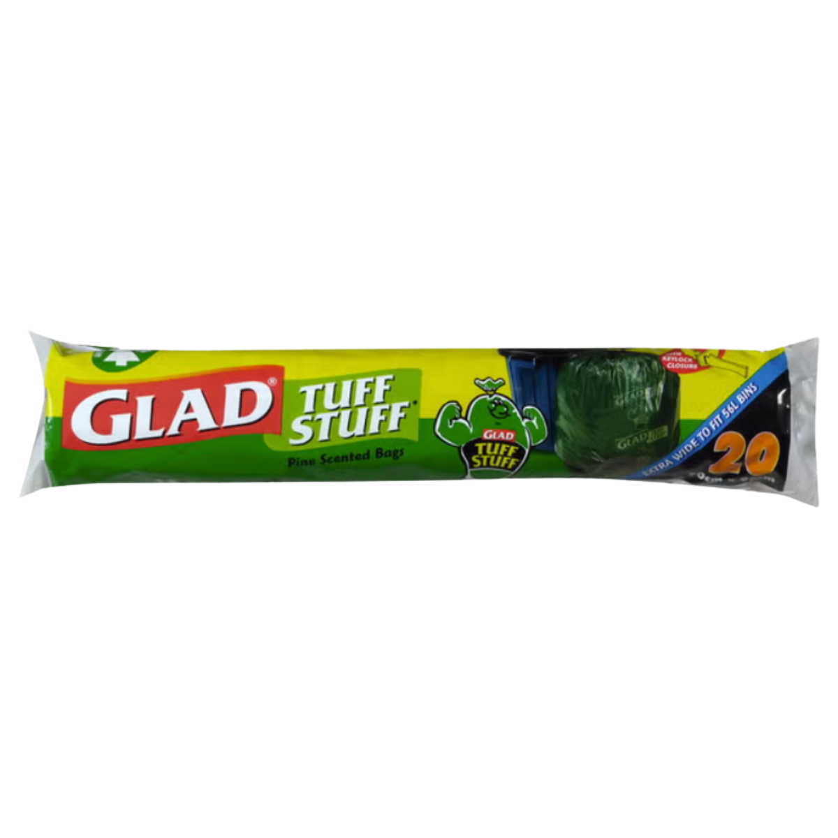 Glad Garbage Bag Tuff Stuff Roll Drawstring 56L 20Pk
