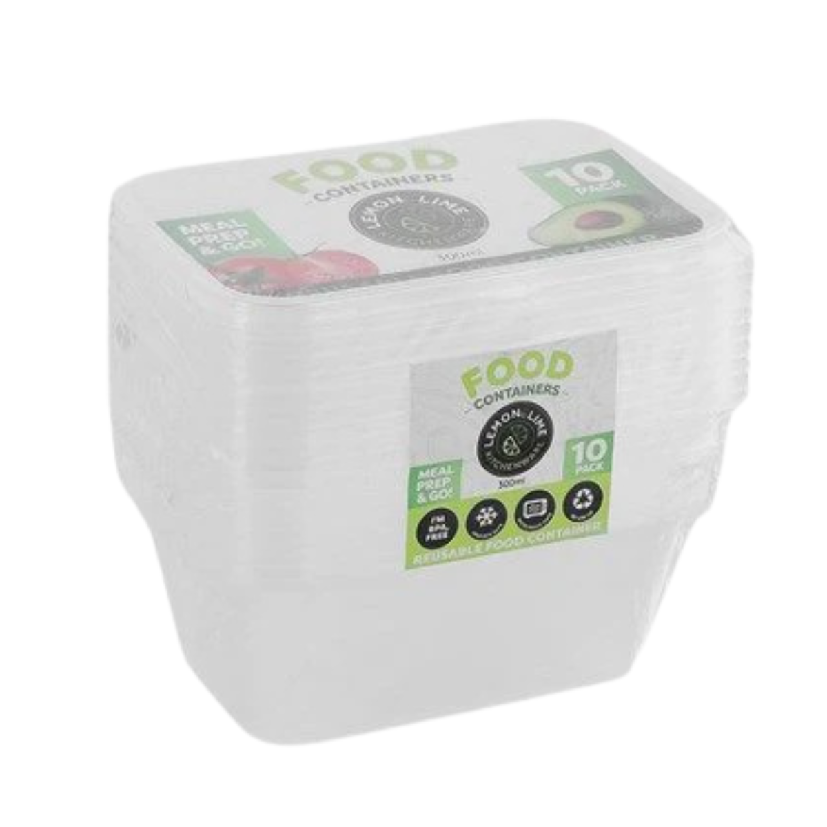 Lemon&Lime Disposable Food Containers Rectangle 300ml 10 pk