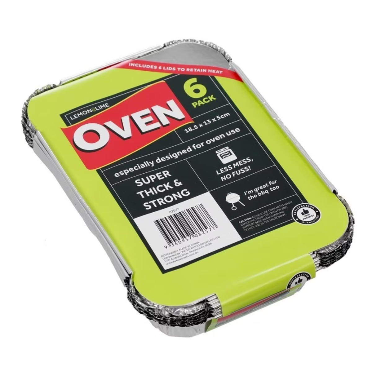 Lemon&Lime Foil Container with lid 18.5x13x5cm 6 Pk Small
