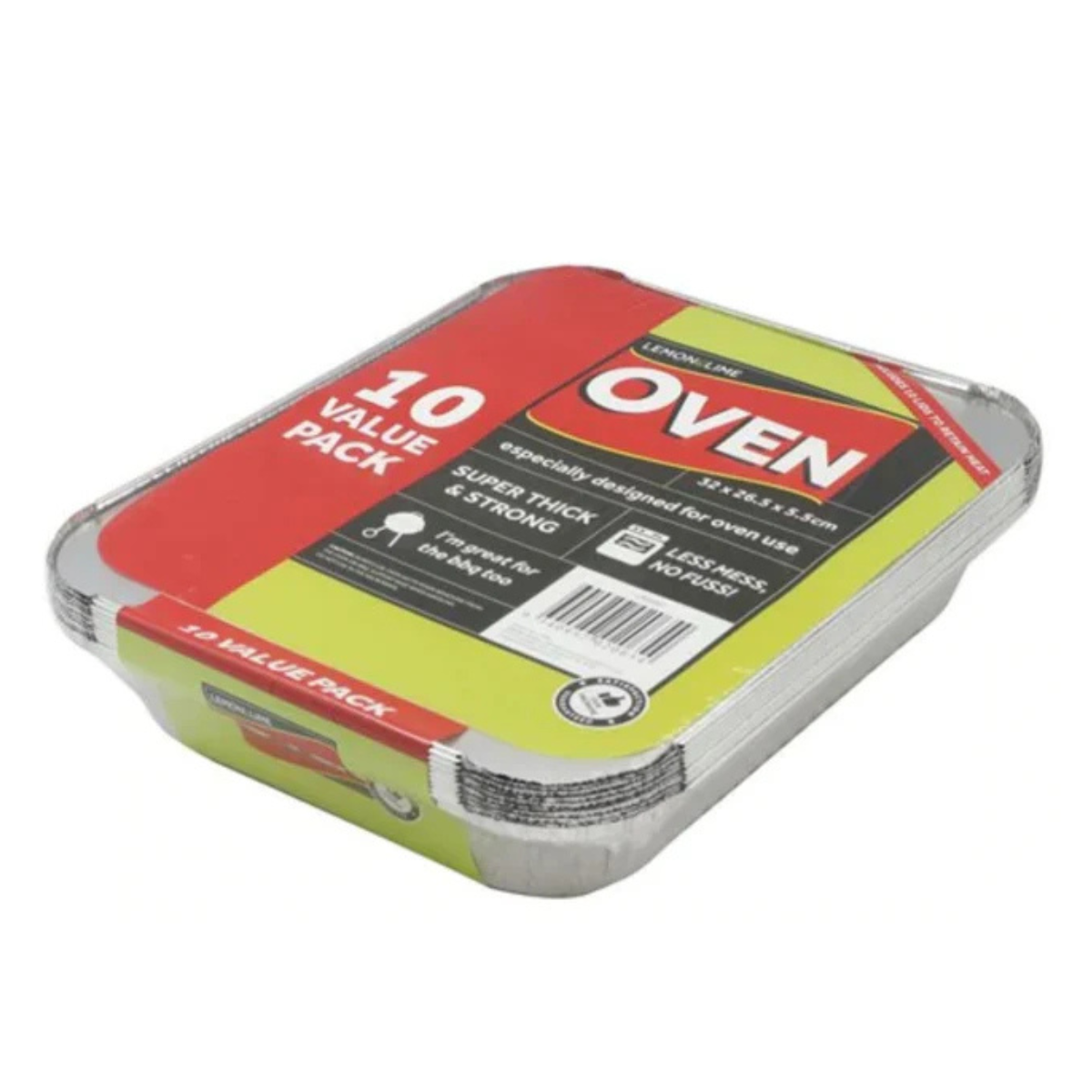 Lemon&Lime Foil Container w Lid 32x26.5x5cm 10Pk XLarge