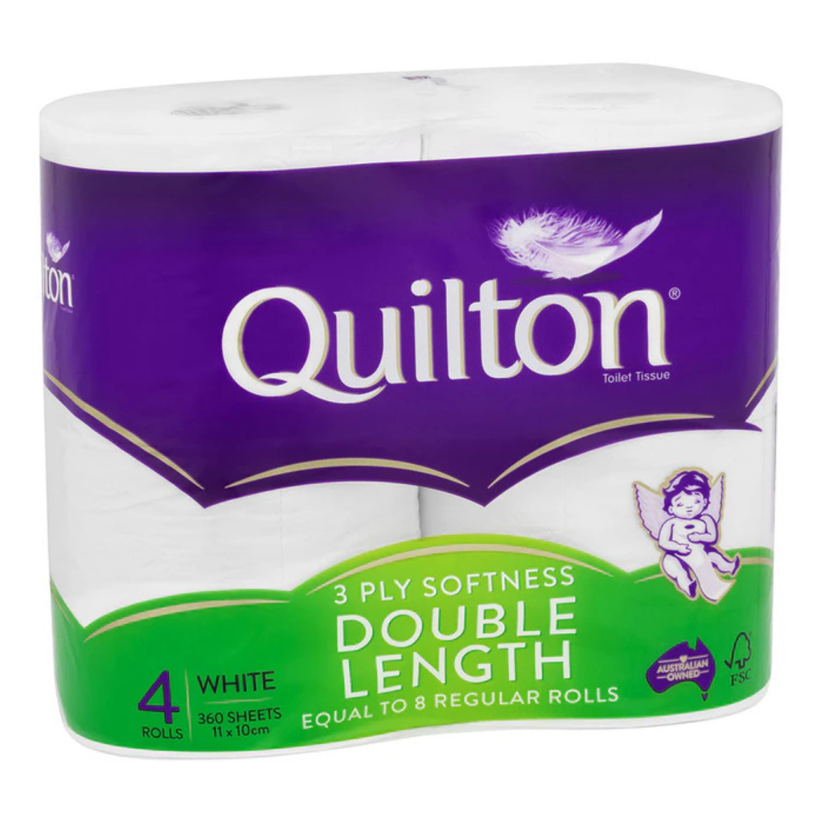 Quilton 3ply Double Length Toilet Tissue 4Pk