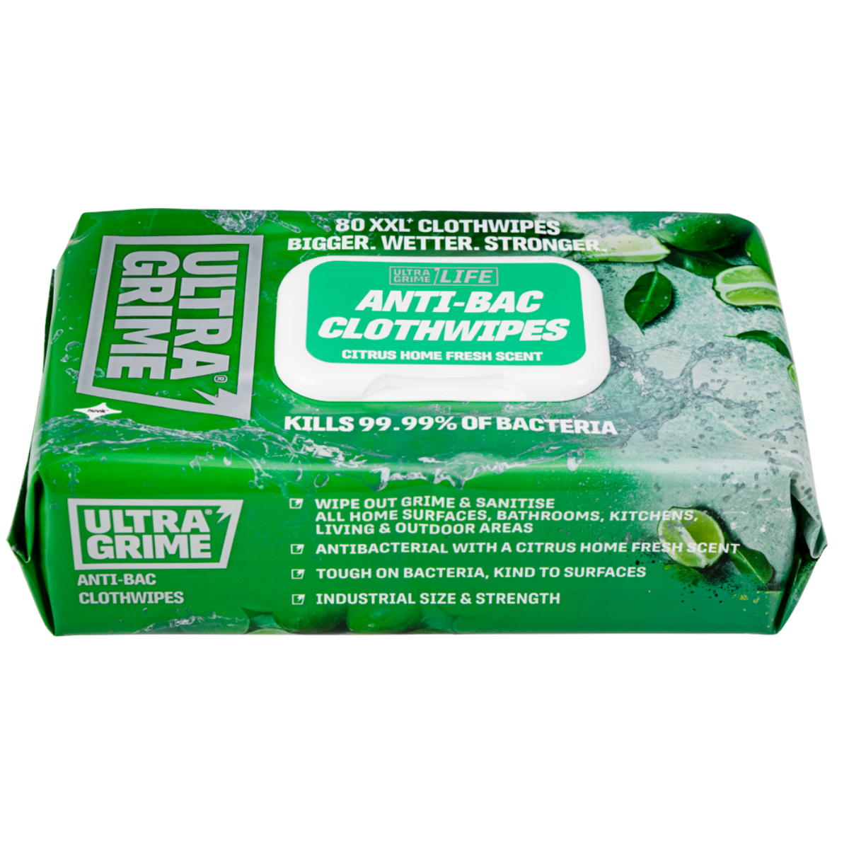 UltraGrime LIFE Anti-Bac XXL+ Clothwipes 80