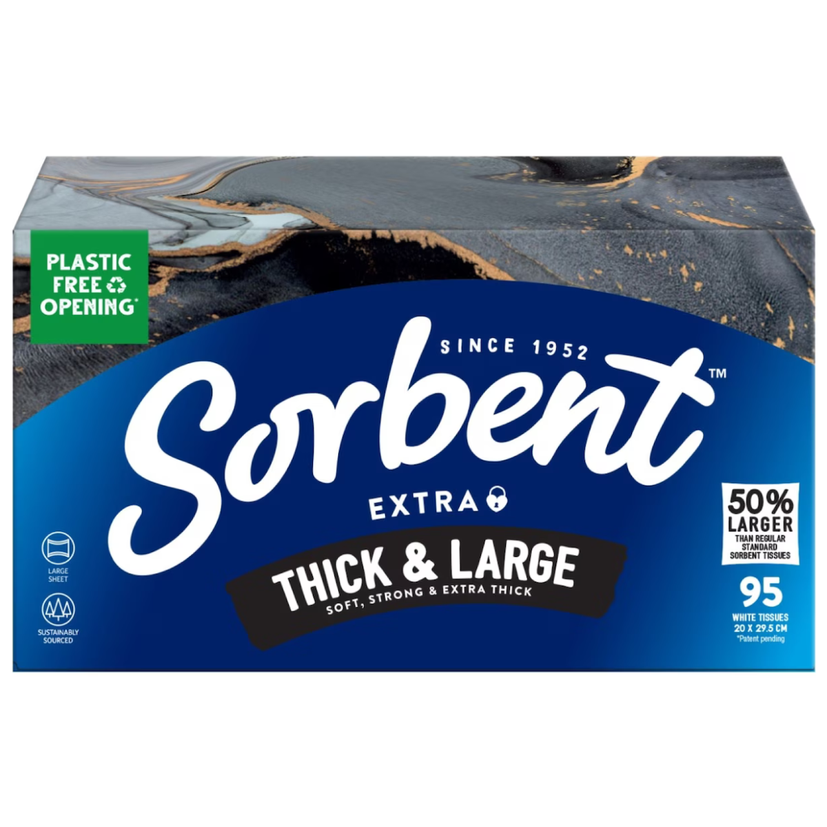Sorbent Facial Tissues Thick & Large White 95 Pack