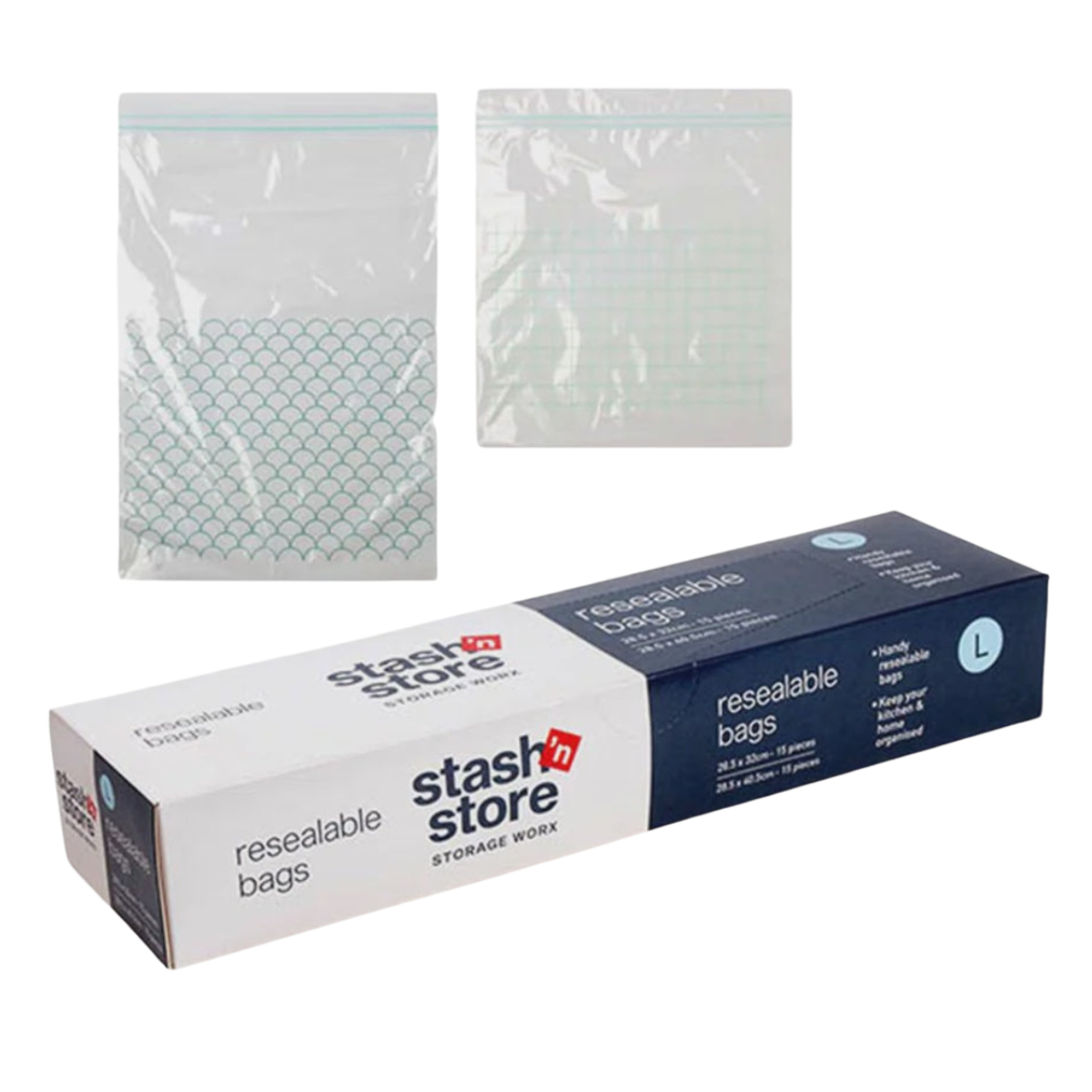 Stash n Store Resealable Bags 30pc Large