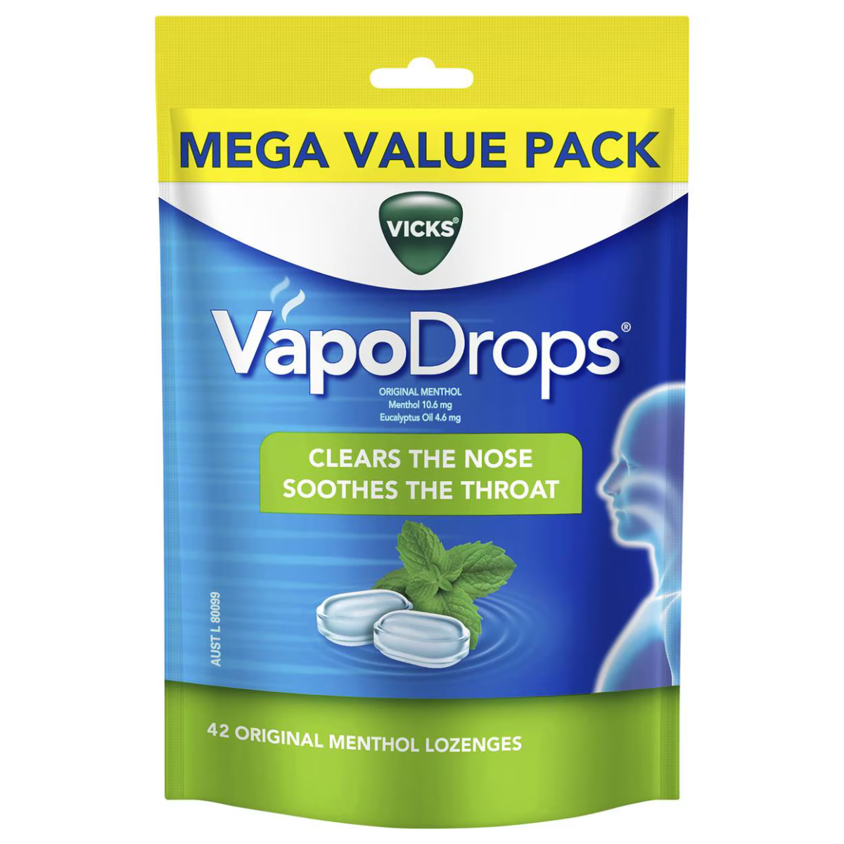 Vicks Vapodrops Throat Lozenges Original 42 Pack