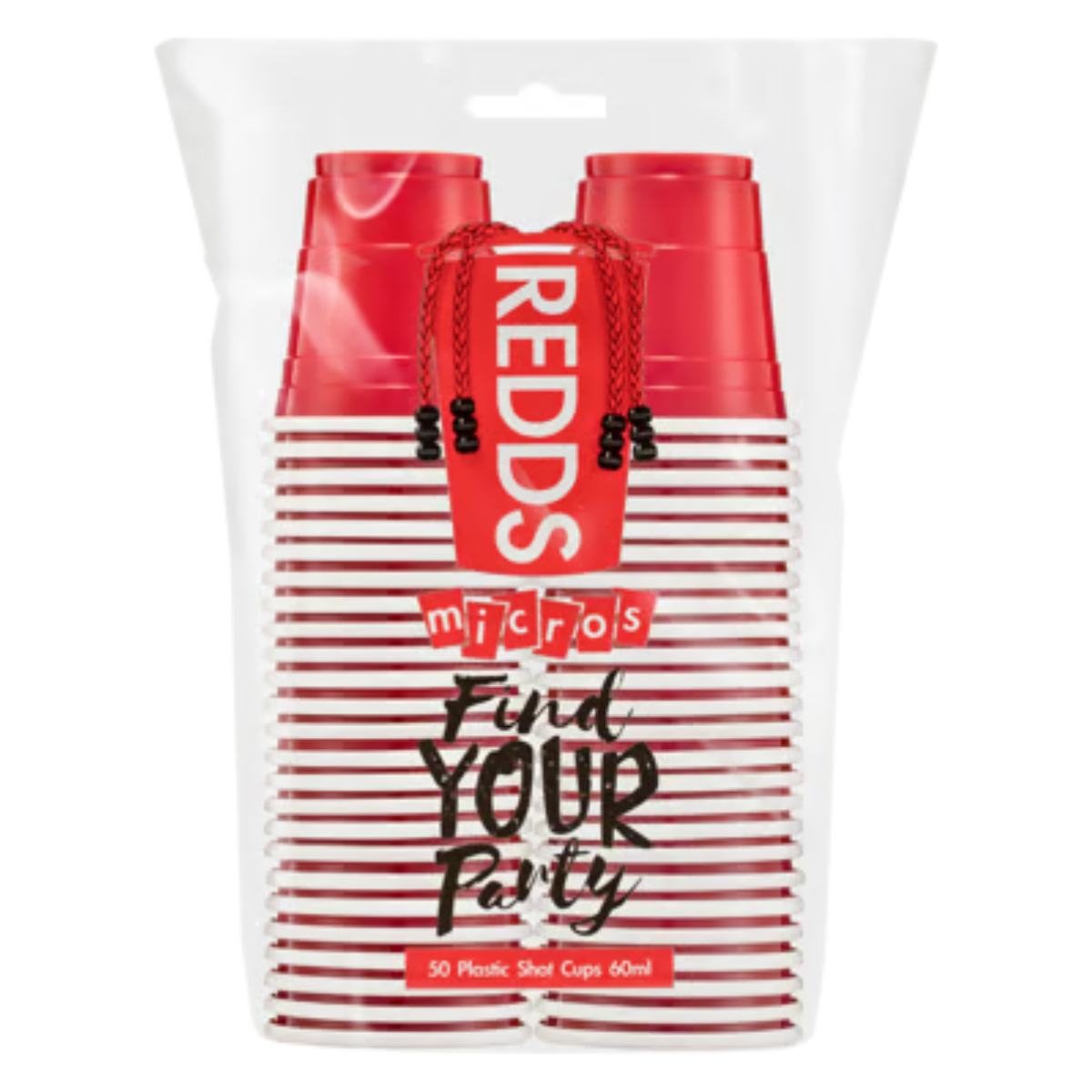 Redds Plastic Cup 50ml Red 50 pack
