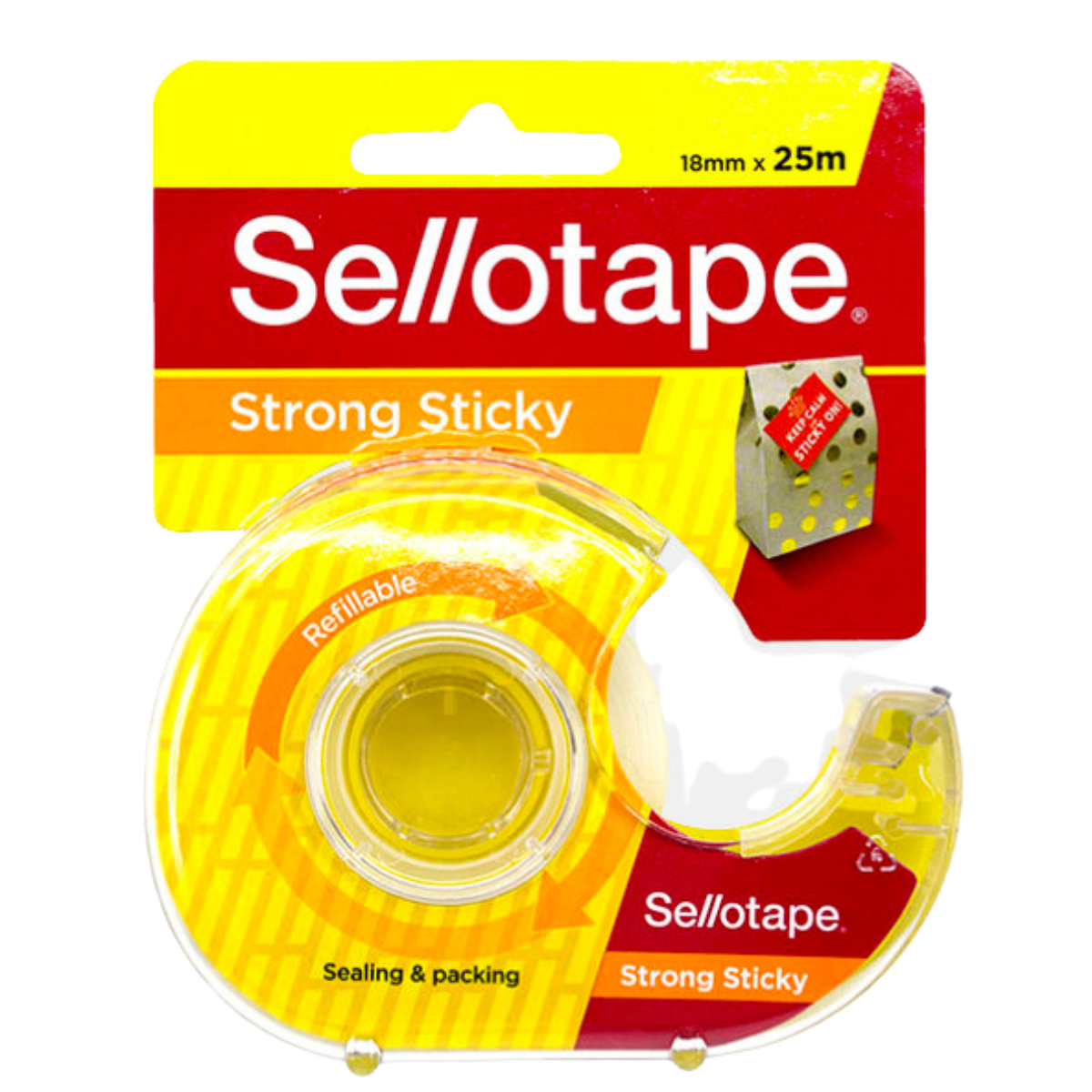 Sellotape Strong Sticky Tape with dispenser 18mm x 25m