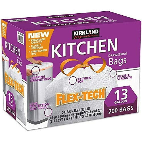 Kirkland Drawstring Bags 49L  200 Pk