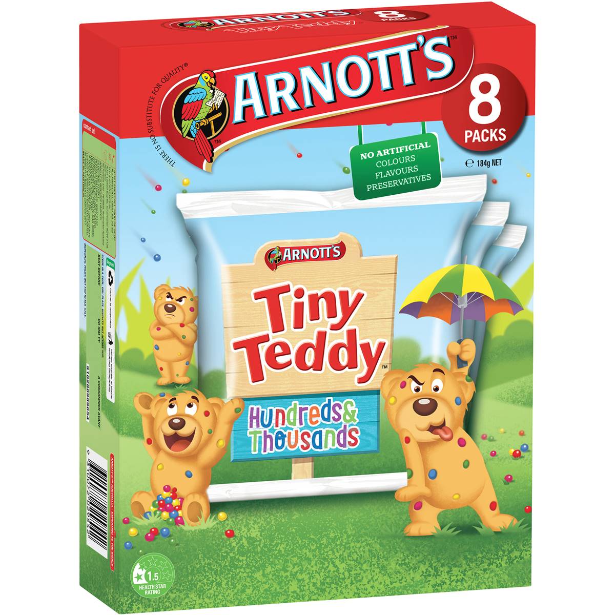 Arnott's Tiny Teddy 100's & 1000's Biscuits 8pk