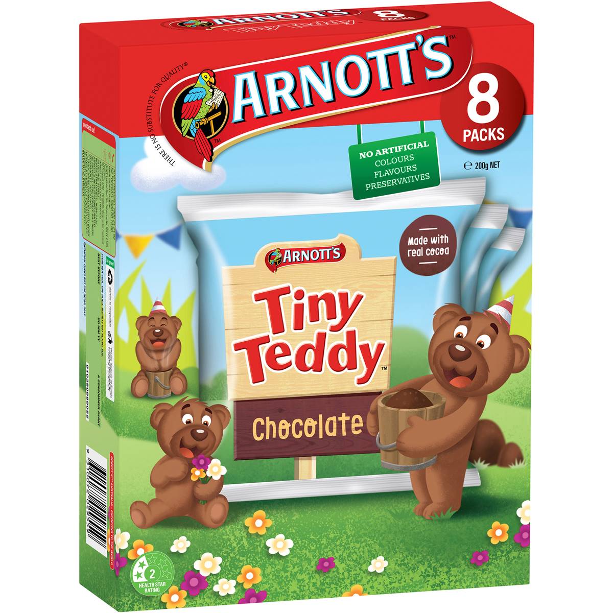 Arnott's Tiny Teddy Chocolate Biscuits 8 pk