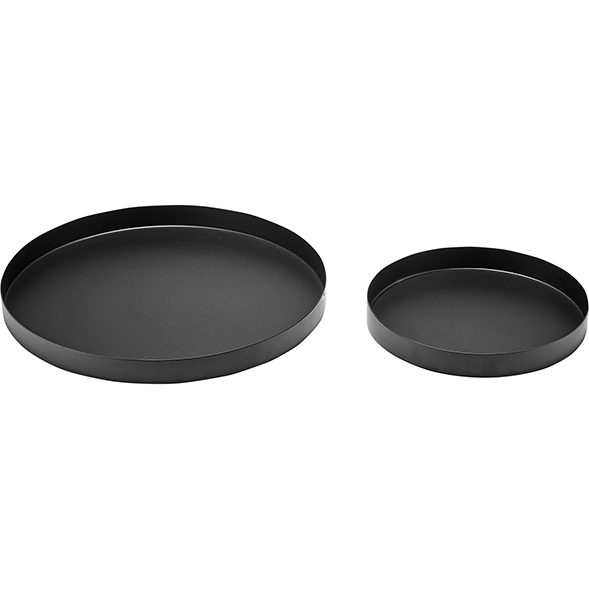 Aurora Bar Trays 2 Piece Set Round 20cm and 30cm Matte Black