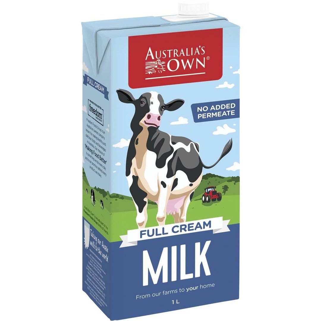 Australia's Own UHT  Milk Full Cream Long Life 1L