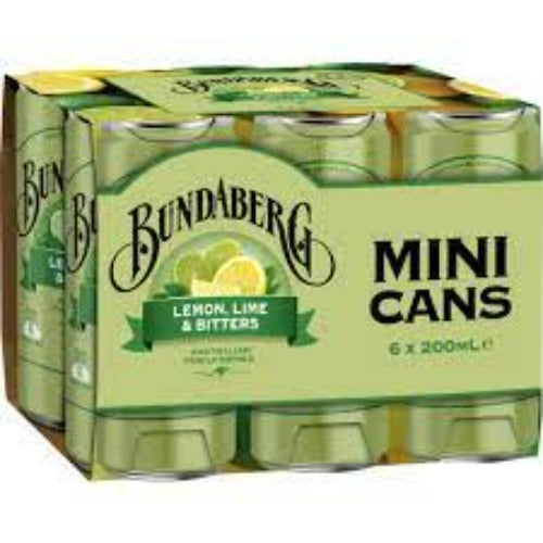 Bundaberg Lemon Lime Bitters Mini Cans 6 x 200ml